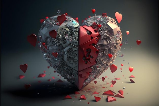 Valentines Day concept 3D render illustration