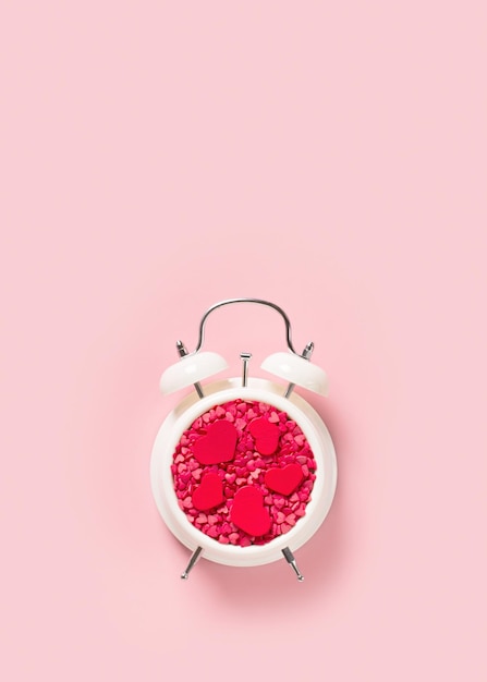 Valentines day concept pastel minimalis time to gift on pink background