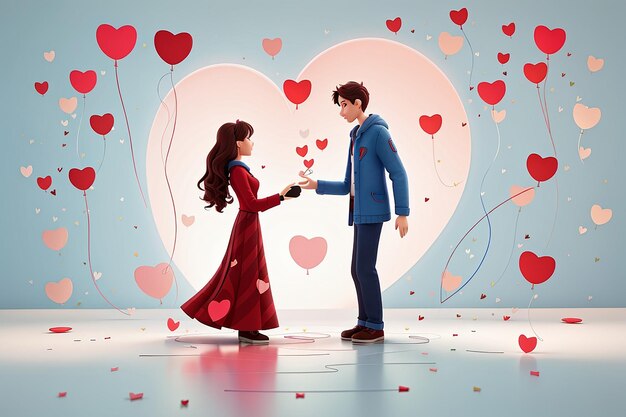 Valentines Day Couple Isolated On Background Vector Illustration Graphic Design Editable For Your Design