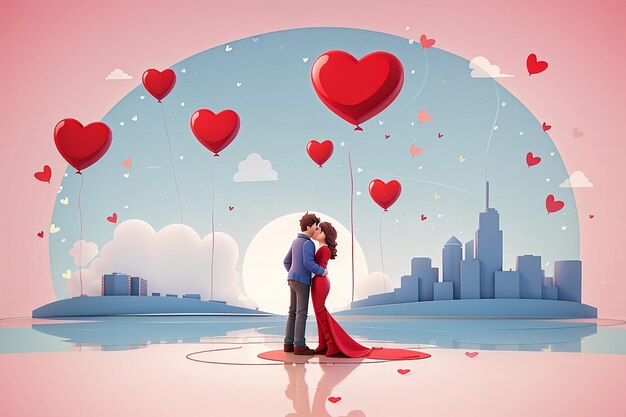 Valentines Day Couple Isolated On Background Vector Illustration Graphic Design Editable For Your Design