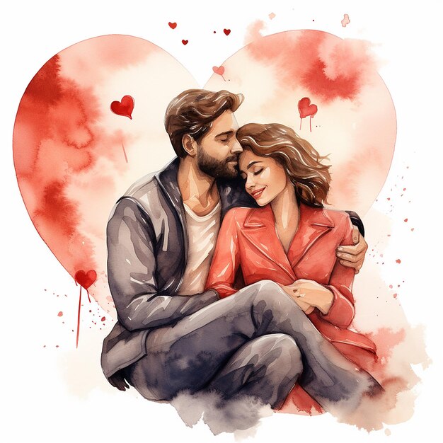 Photo valentines day couple watercolor clipart