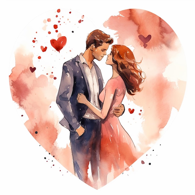 Valentines Day Couple Watercolor Clipart