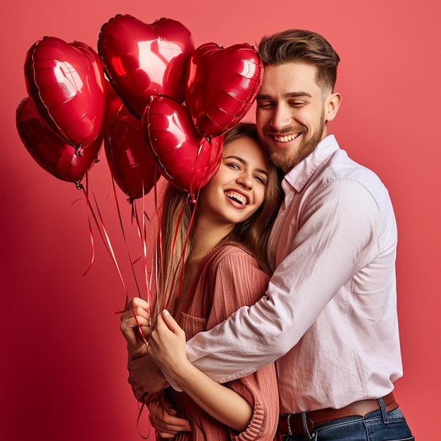 Valentines day couple with the heart balloons lovely couple