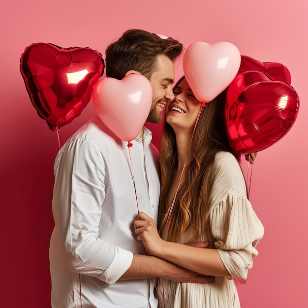 Valentines day couple with the heart balloons lovely couple