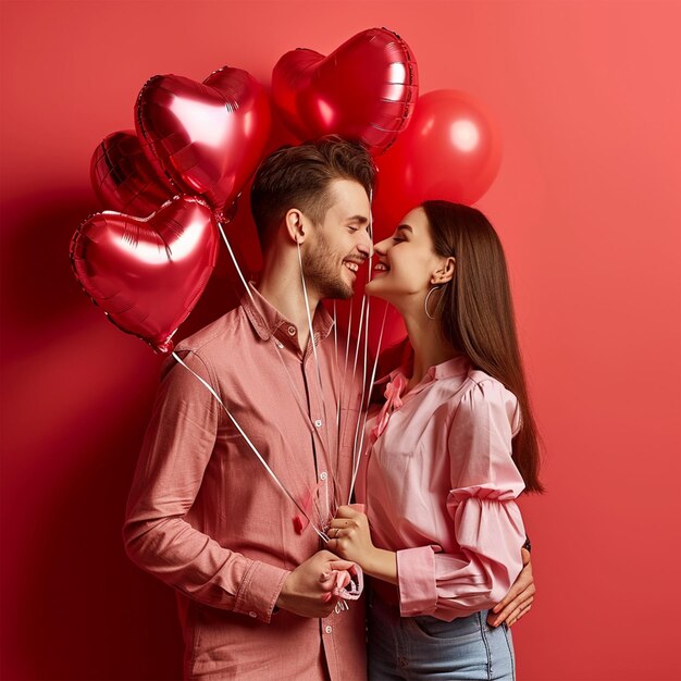 Valentines day couple with the heart balloons lovely couple