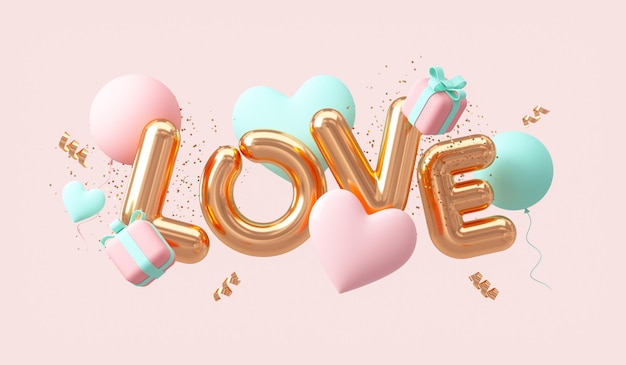 Valentines Day creative background 3d rendering illustration