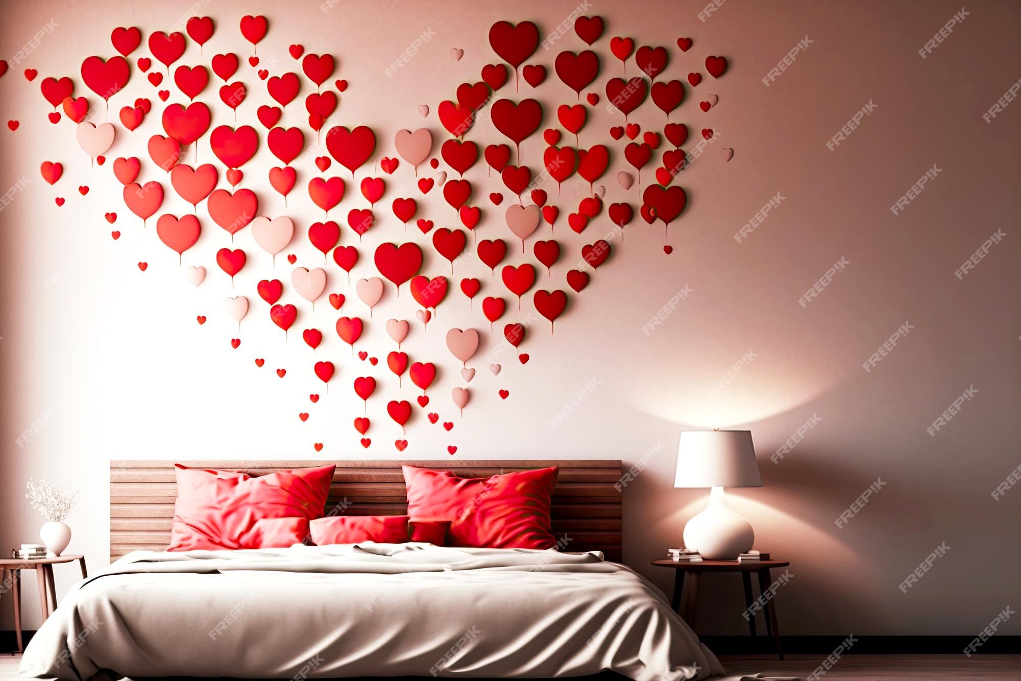 Premium Photo | Valentines day decorated room with heartshaped ...