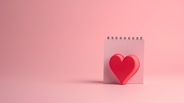 발렌타인 데이 책상 달력 표지 핑크색 배경 특별 선물 Generative Ai