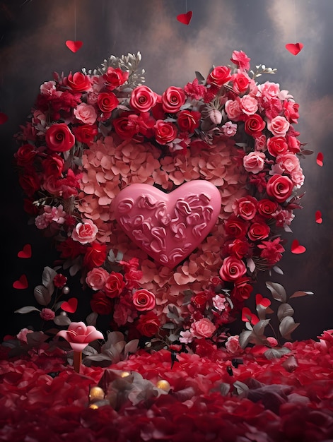 사랑의 마음에 발렌타인 데이 디지털 배경 커플