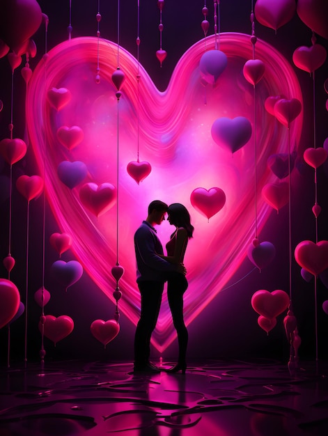 Valentines day digital backdrop couple in love heart