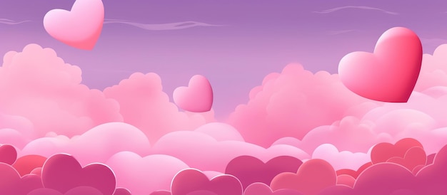 Valentines Day Dream Hearts Adrift in a Pink Gradient Sky Generative AI