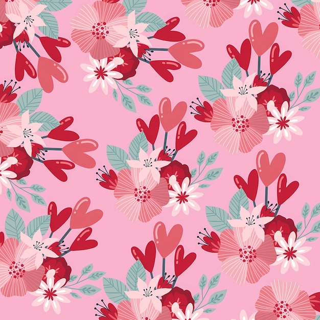 valentines day floral bouquet with hearts and flowers