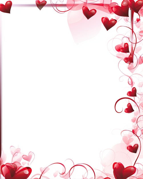 Photo valentines day frame border empty page white background