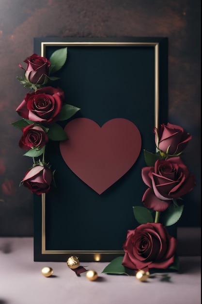 Рамка ко Дню святого Валентина с розами и копией пространства