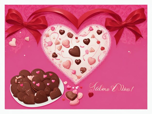 Photo valentines day greeting card with chocolate candies vector illustration