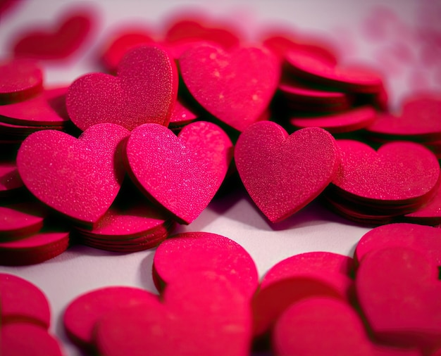 valentines day greeting card with hearts on white surface