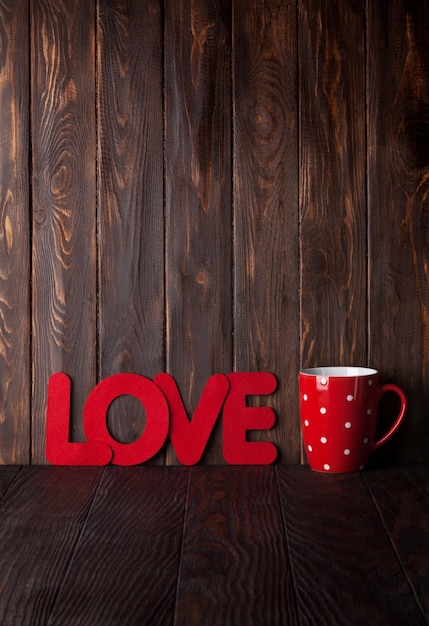 Valentines day greeting card with hot drink cup