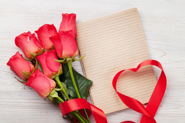 Valentines day greeting card with red roses