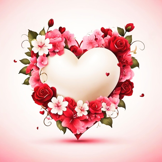 valentines day heart background with flower decoration