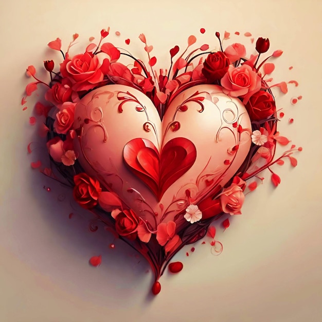 valentines day heart background with flower decoration