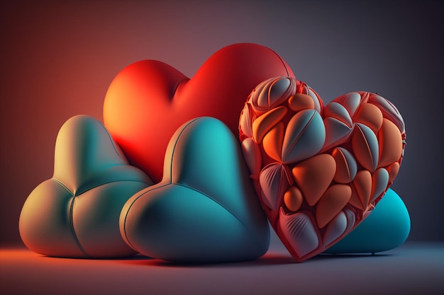 День Святого Валентина в форме сердца 3d плакат, обои, баннер, дизайн шаблона