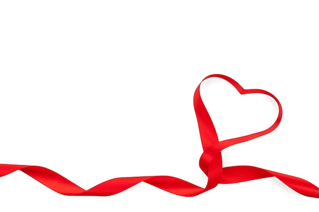 Valentines day heart shaped red ribbon