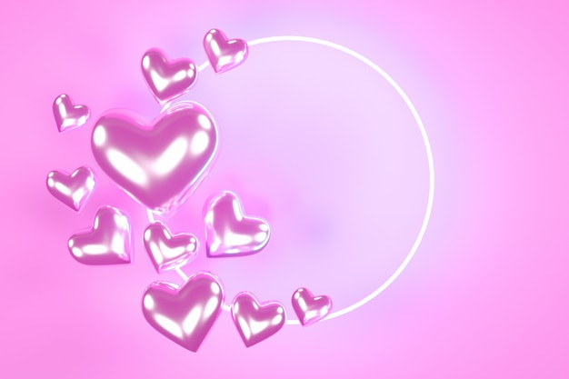 Valentines Day heart with neon. Trendy design background.