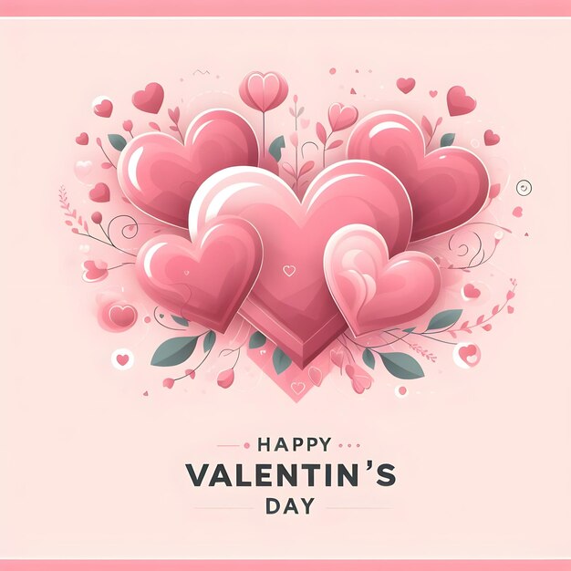 Valentines Day Hearts card Template Pink Hearts card