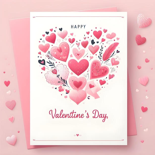 Foto cartella dei cuori di san valentino modello di carta dei cuori rosa