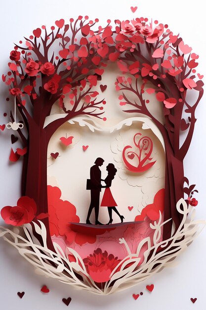 Valentines day layered paper art diorama generated by artificial intelligence