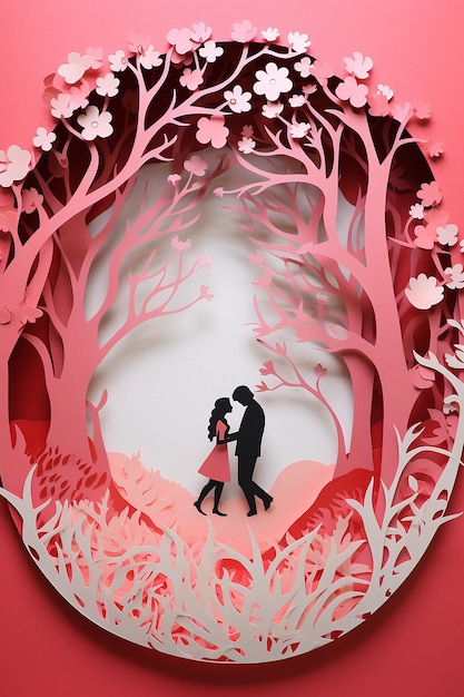 Valentines day layered paper art diorama generated by artificial intelligence