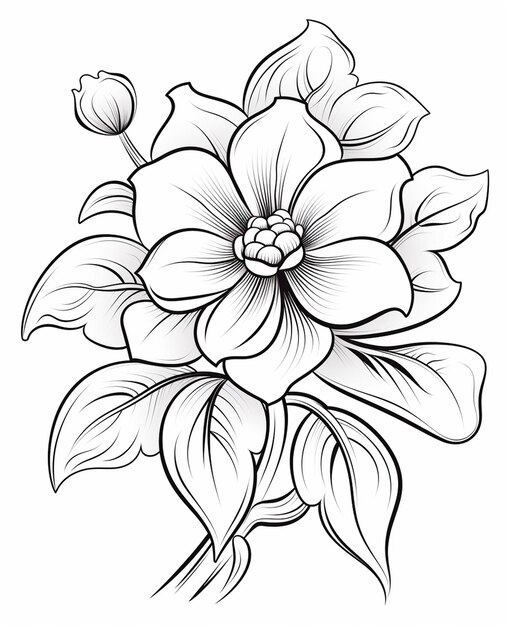 Valentines Day Love Gift Coloring Page with Flowers in Tattoo Style