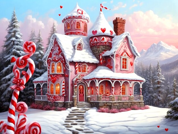 Valentines Day love winter snowy candy house image