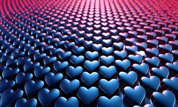 Photo valentines day many shiny blue hearts
