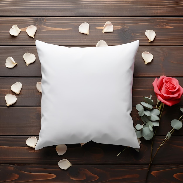 발렌타인 데이 모 베개 귀여운 만적 인 의자 사진 모크업 베개 모크업 던지기 베개