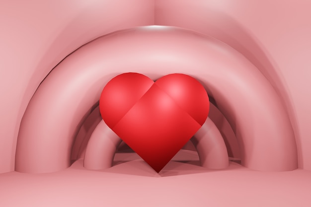 Valentines day pink background with 3d hearts