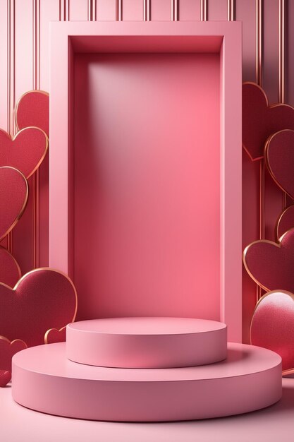 Photo valentines day podium for product display valentines background