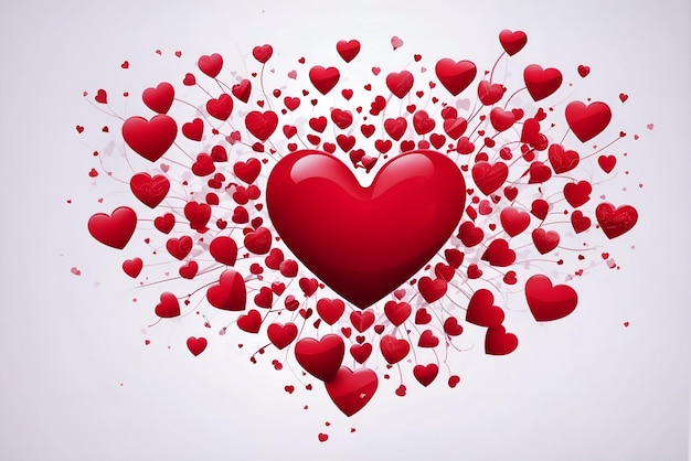 Foto valentines day red heart collection disegni a forma di cuore centrati su uno sfondo bianco