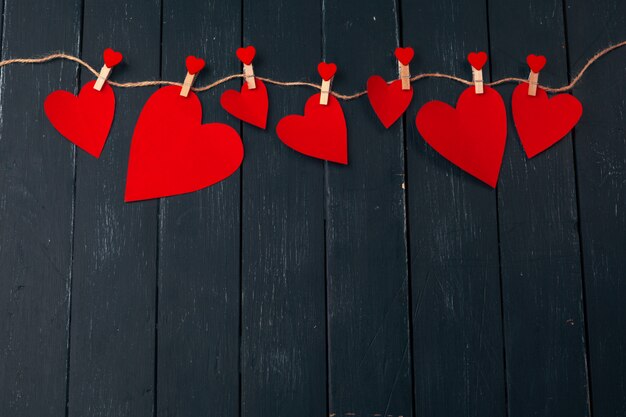 Valentines day red heart on old wood, Holidays.