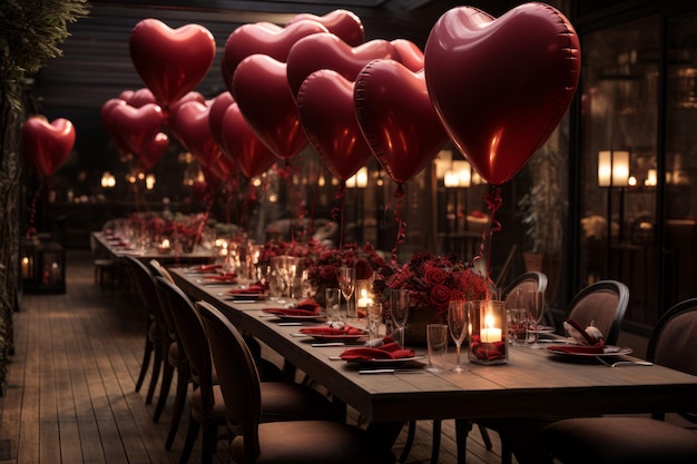 Valentines Day romantic dinner love and affection hear High quality photo