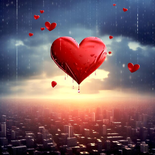 Premium Photo Valentines day romantic weather with heart balloon