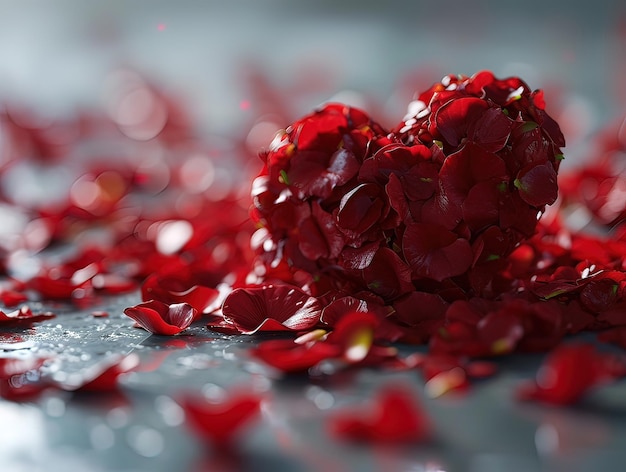 Фото Листья розы дня святого валентина образуют сердце на белом фоне концепция любви дня святого валентина 14t