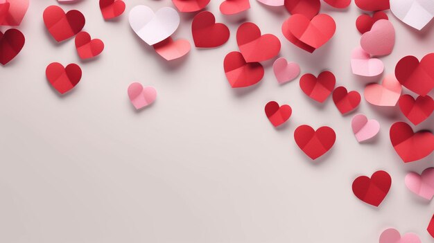 Valentines day rose pink and red gradient hearts set isolated on white backgroundGenerative AI