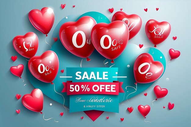 Photo valentines day sale background with balloons heart pattern vector illustration