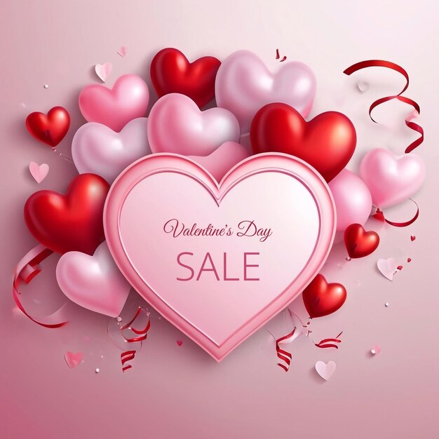 Valentines Day sale discount promotion banner poster advertising design Sale tag text composition