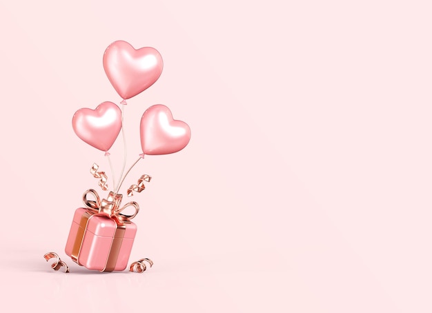 Photo valentines day social media post template with 3d romantic valentine decorations