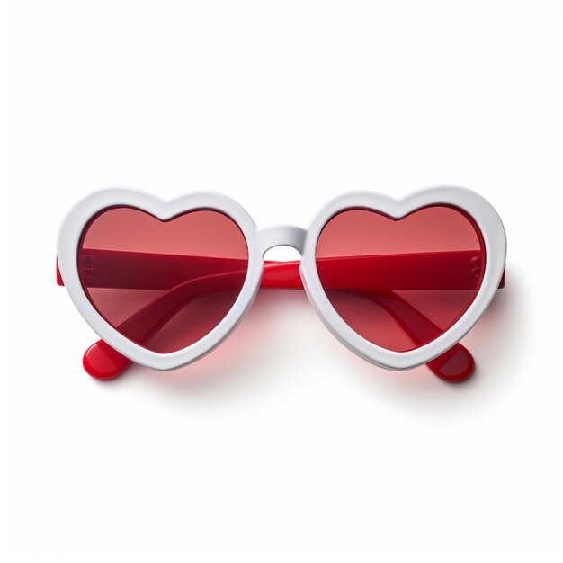 Photo valentines day sunglasses made with heart shape on white background