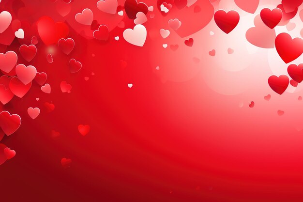 Шаблон Дня святого Валентина с копировальным пространством. Дизайн плаката, конфетти и глянцевые сердечки. Генеративный Ai.