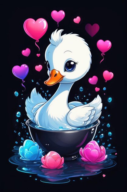 Valentines Day theme of swan loved