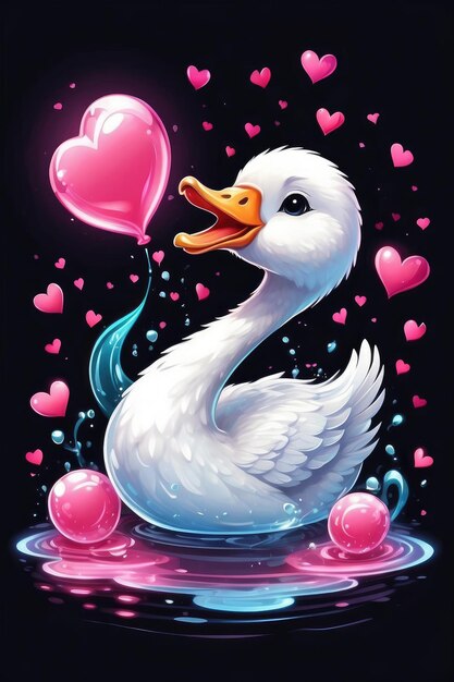 Valentines Day theme of swan loved